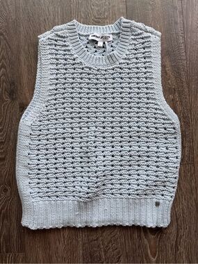 DKNY Light Blue Crochet Knit Tank SZ S